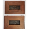 1900′ Paire de Bas Reliefs En Bronze Sur Noyer, Chiens D’Arrêt