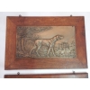 1900′ Paire de Bas Reliefs En Bronze Sur Noyer, Chiens D’Arrêt