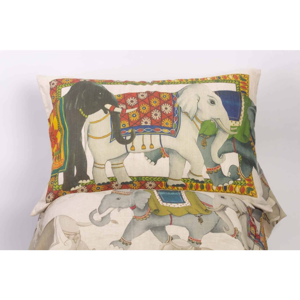 Tissu en lin « Éléphants » | Biron Tissu en lin "Éléphants"