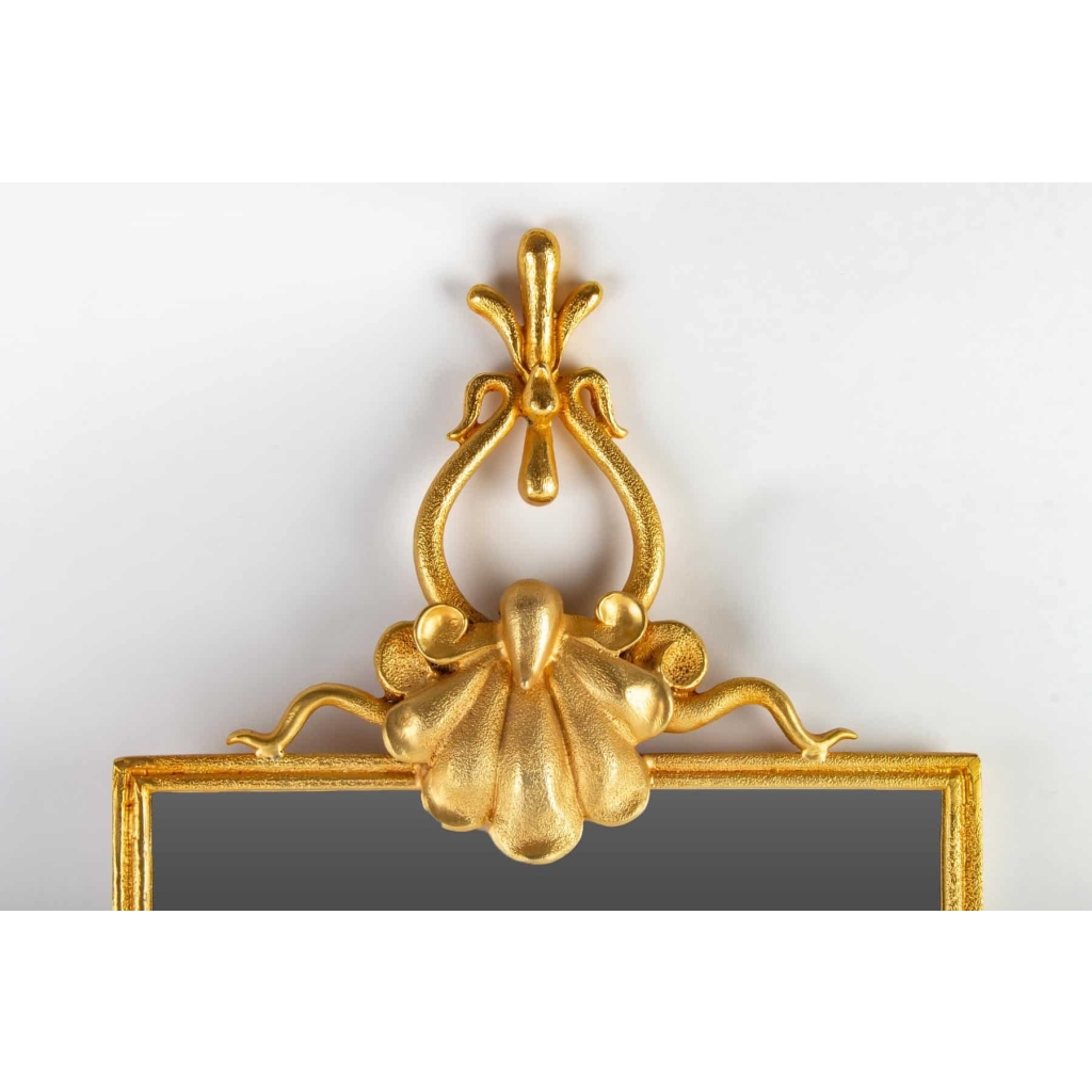Miroir en bronze doré, signé Georges Mathias pour Fondica Paris , année 1980. | Biron Miroir en bronze doré, signé Georges Mathias pour Fondica Paris , année 1980.