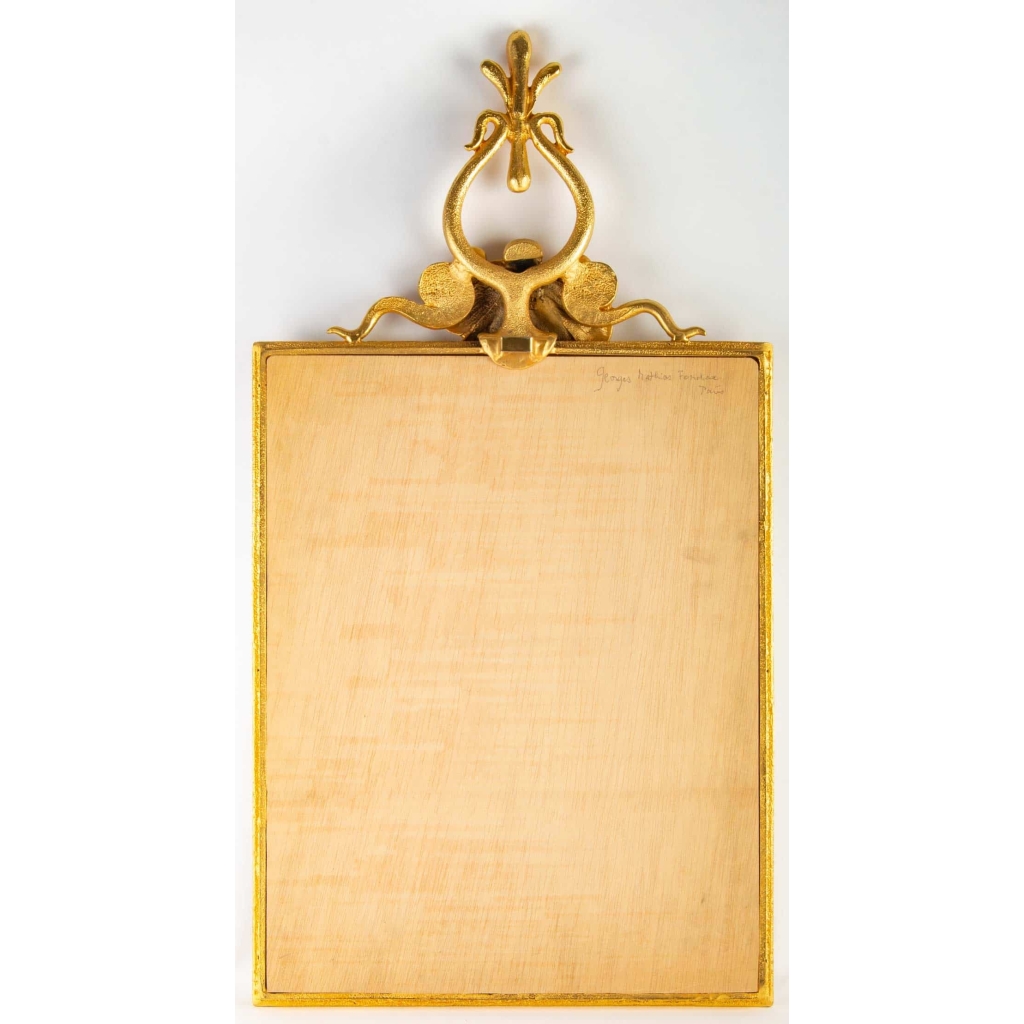 Miroir en bronze doré, signé Georges Mathias pour Fondica Paris , année 1980. | Biron Miroir en bronze doré, signé Georges Mathias pour Fondica Paris , année 1980.