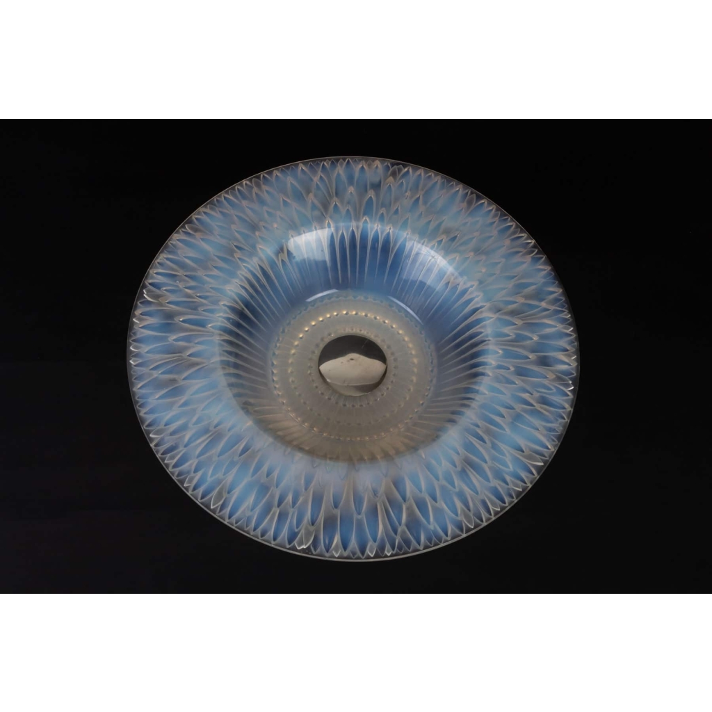 Coupe « Flora Bella » verre opalescent de René LALIQUE sur pied en argent