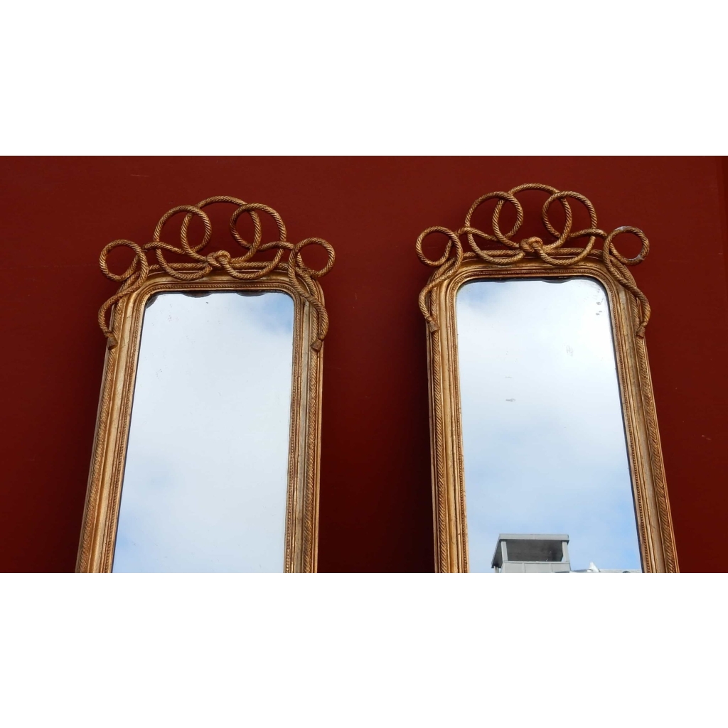 1850/80 Paire de Miroirs au Mercure N 3 .2m21 x 0m47 3