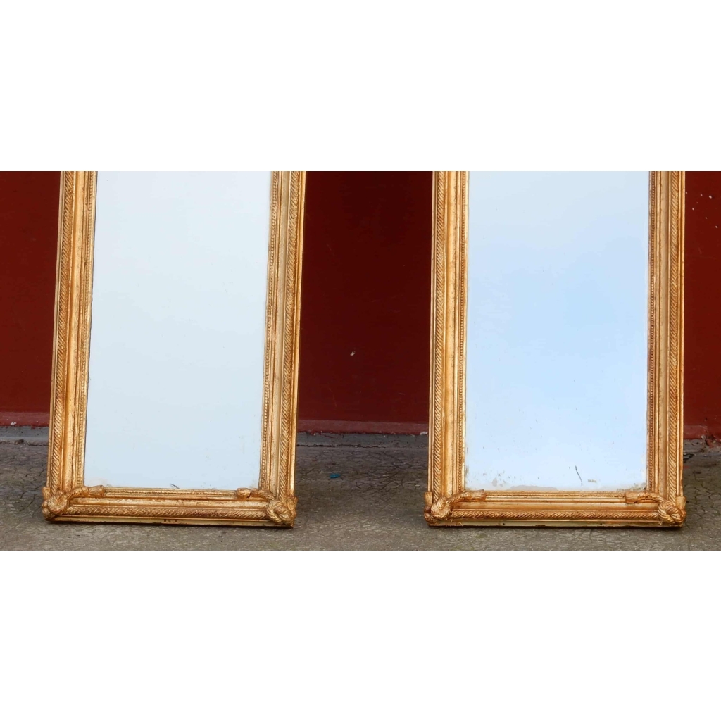 1850/80 Paire de Miroirs au Mercure N 3 .2m21 x 0m47 6