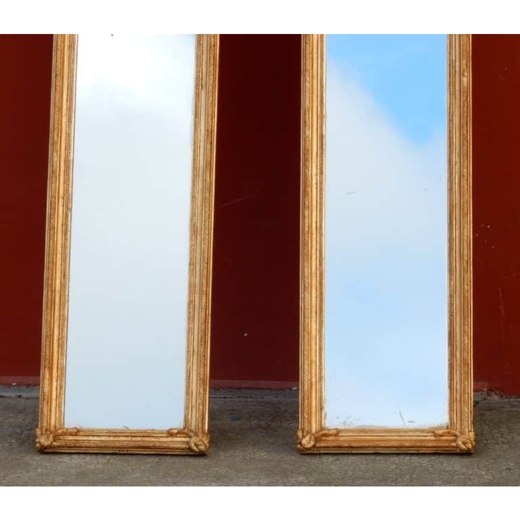 1850/80 Paire de Miroirs au Mercure N 3 .2m21 x 0m47 7
