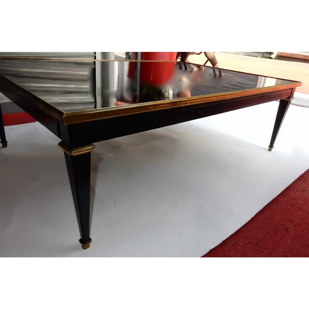 1950/70 Gerard MILLE Pour Maison Jansen Table Basse Bois Laqué Noir 120 x 80 cm
