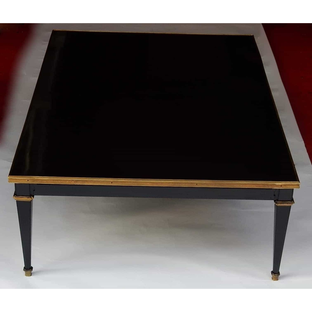 1950/70 Gerard MILLE Pour Maison Jansen Table Basse Bois Laqué Noir 120 x 80 cm