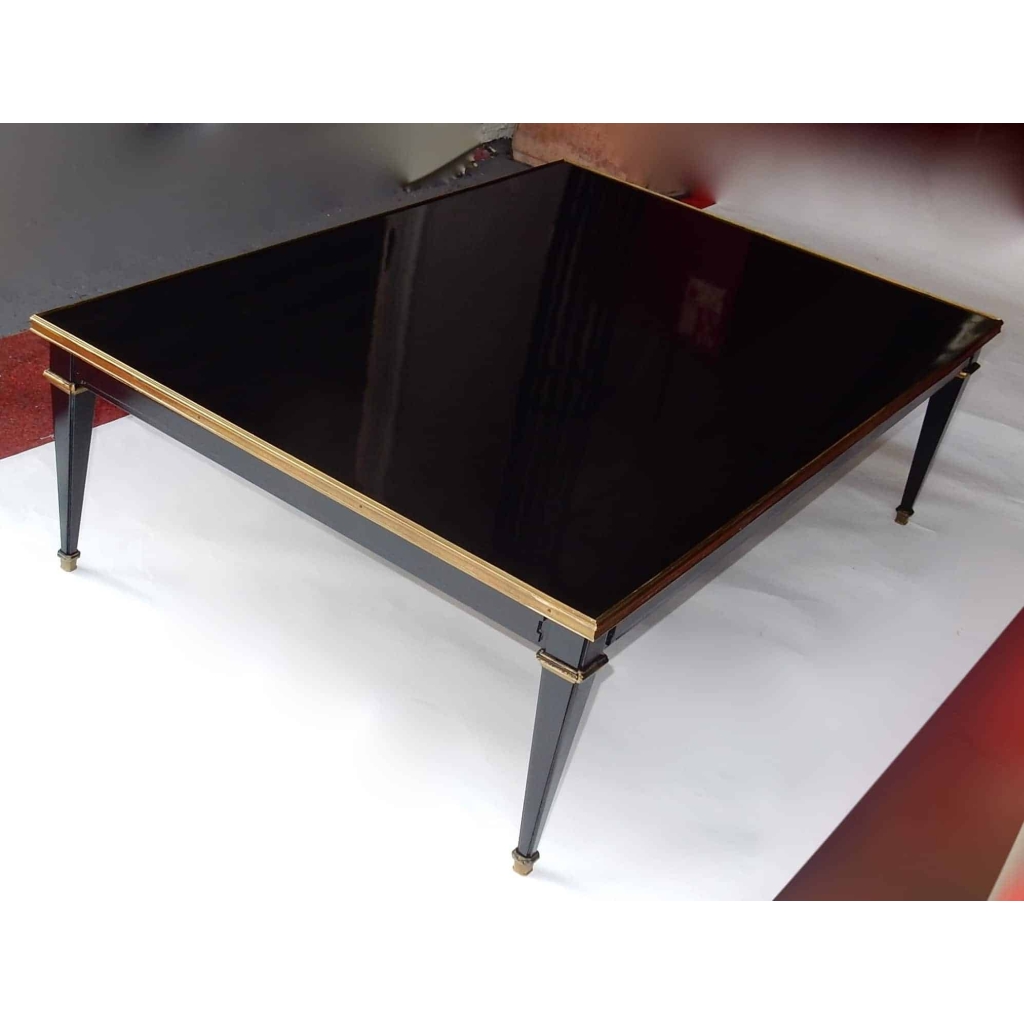 1950/70 Gerard MILLE Pour Maison Jansen Table Basse Bois Laqué Noir 120 x 80 cm