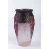 Vase "Primevères" pâte de verre rose, violette, noire et blanche - Gabriel ARGY-ROUSSEAU