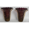 1970′ Paire de Vases Ou Similaires – Cristal Murano Violine et Or – Signés Toso H 32 cm
