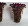 1970′ Paire de Vases Ou Similaires – Cristal Murano Violine et Or – Signés Toso H 32 cm