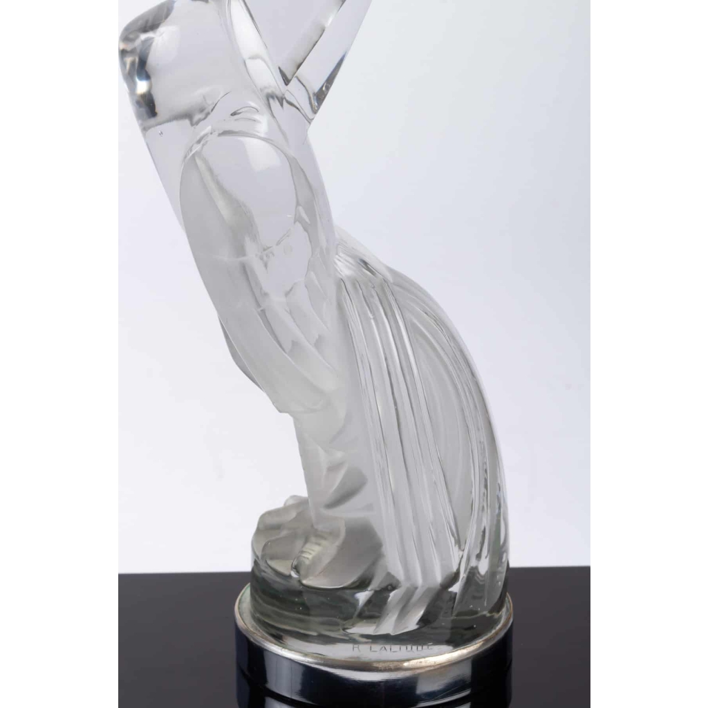 Mascotte Serre-Livres « Coq Houdan » verre blanc socle sur base verre opalin noir de René LALIQUE