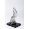 Mascotte Serre-Livres « Coq Houdan » verre blanc socle sur base verre opalin noir de René LALIQUE