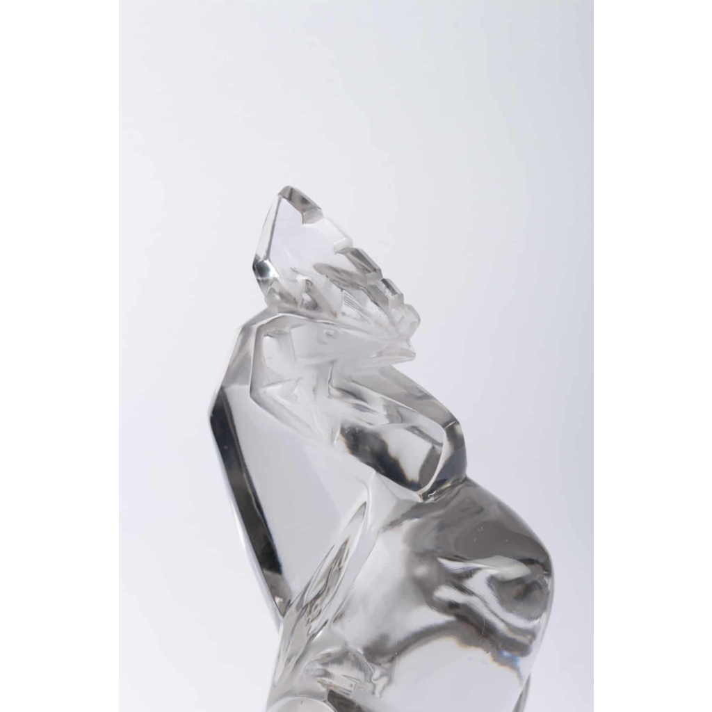 Mascotte Serre-Livres « Coq Houdan » verre blanc socle sur base verre opalin noir de René LALIQUE