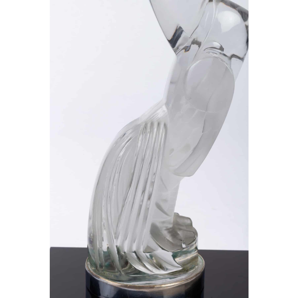 Mascotte Serre-Livres « Coq Houdan » verre blanc socle sur base verre opalin noir de René LALIQUE