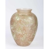 Vase « Martin Pêcheurs » verre blanc patiné sepia et vert de René LALIQUE