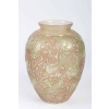 Vase « Martin Pêcheurs » verre blanc patiné sepia et vert de René LALIQUE