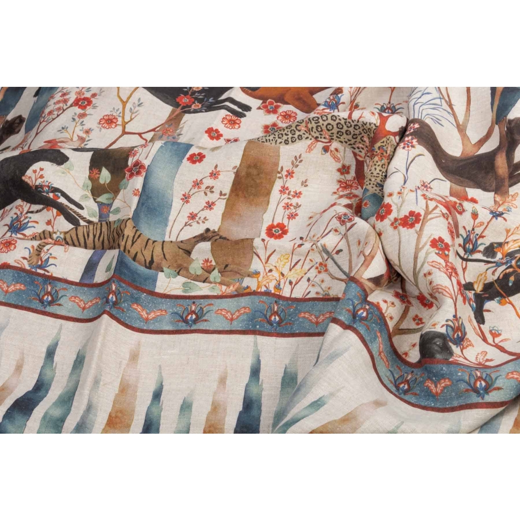 Tissu en lin « Panthères » | Biron Tissu en lin "Panthères"