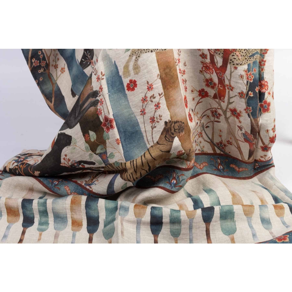 Tissu en lin « Panthères » | Biron Tissu en lin "Panthères"