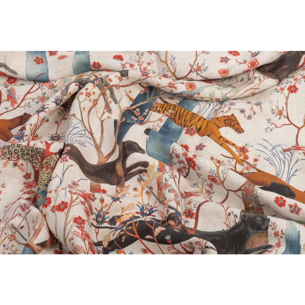 Tissu en lin « Panthères » | Biron Tissu en lin "Panthères"