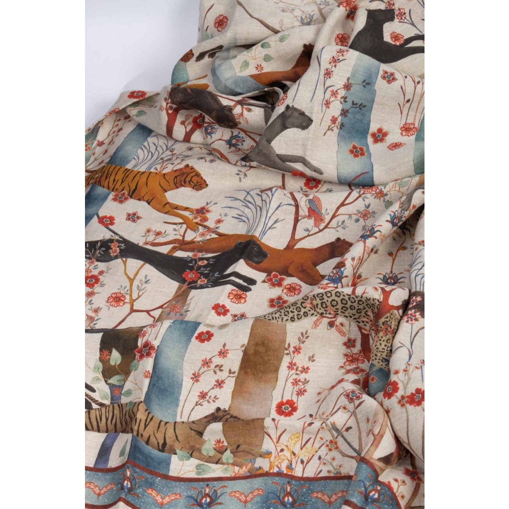 Tissu en lin « Panthères » | Biron Tissu en lin "Panthères"