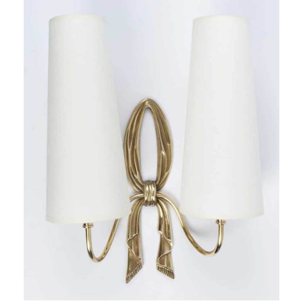 Paire d’Appliques « Ruban » Bronze Lucien Gau 1960 | Biron Paire d'Appliques "Ruban" Bronze Lucien Gau 1960