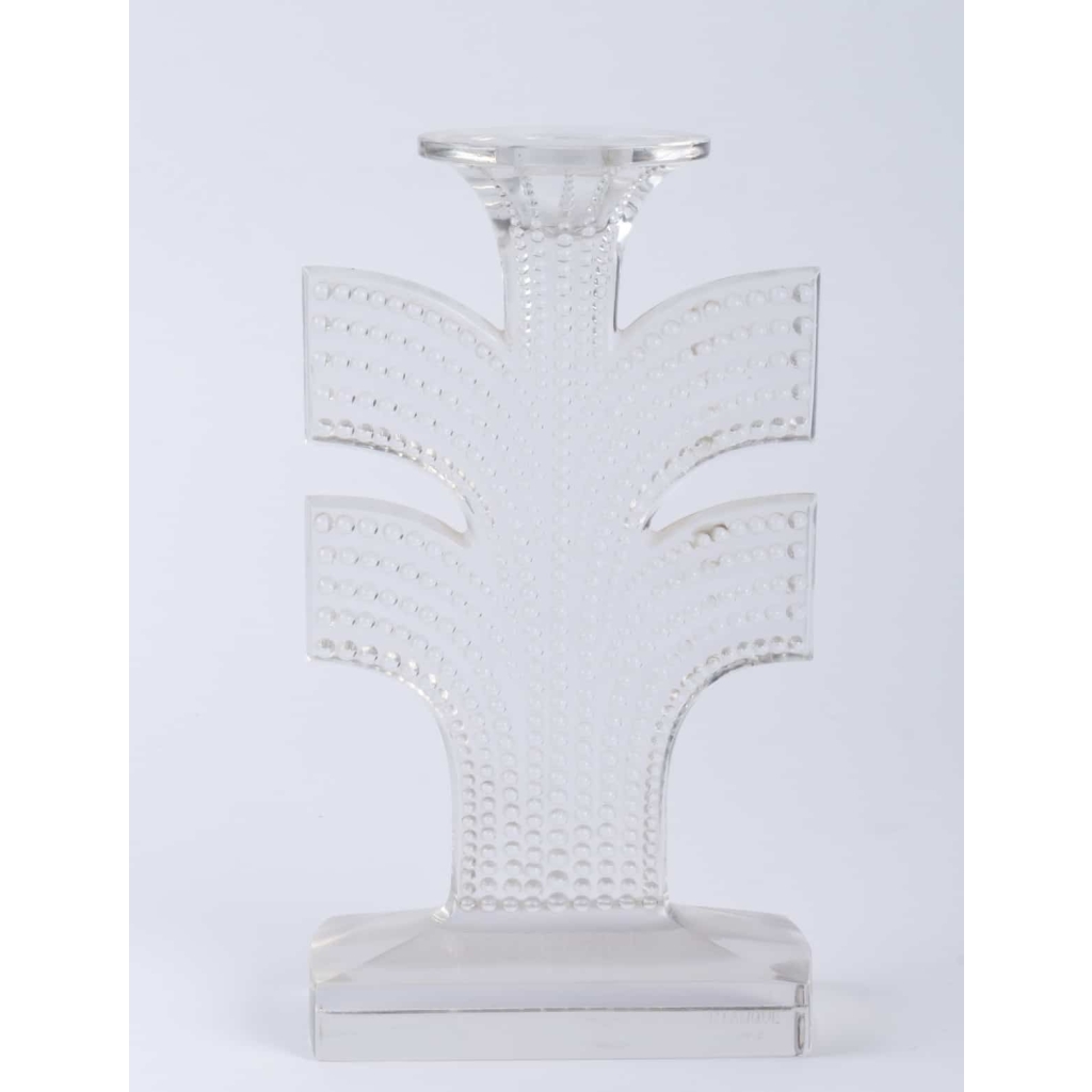 Paire de Bougeoirs « Tokyo » verre blanc de René LALIQUE