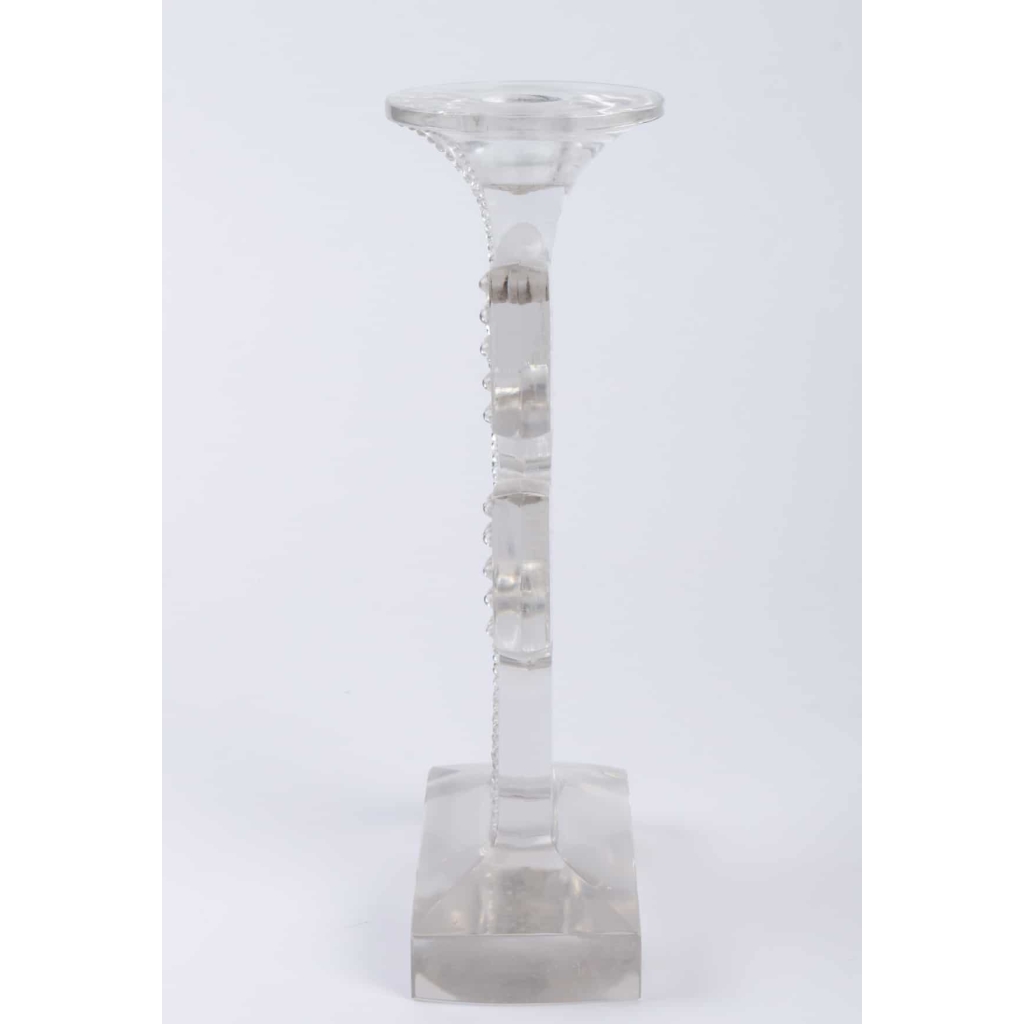 Paire de Bougeoirs « Tokyo » verre blanc de René LALIQUE