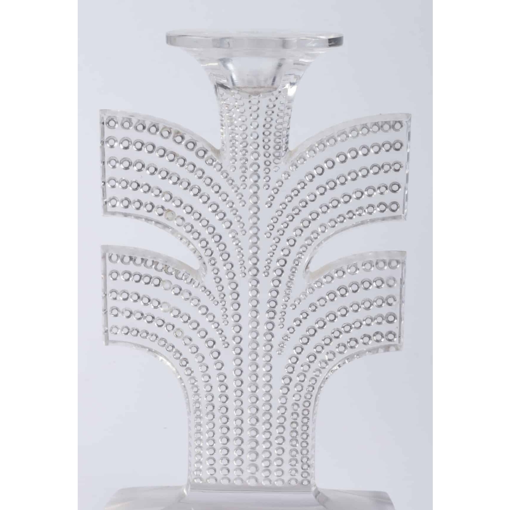 Paire de Bougeoirs « Tokyo » verre blanc de René LALIQUE