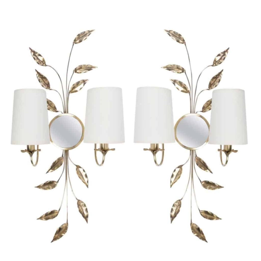 Paire d’Appliques « Feuillages » Maison Honoré 1960 | Biron |||||
