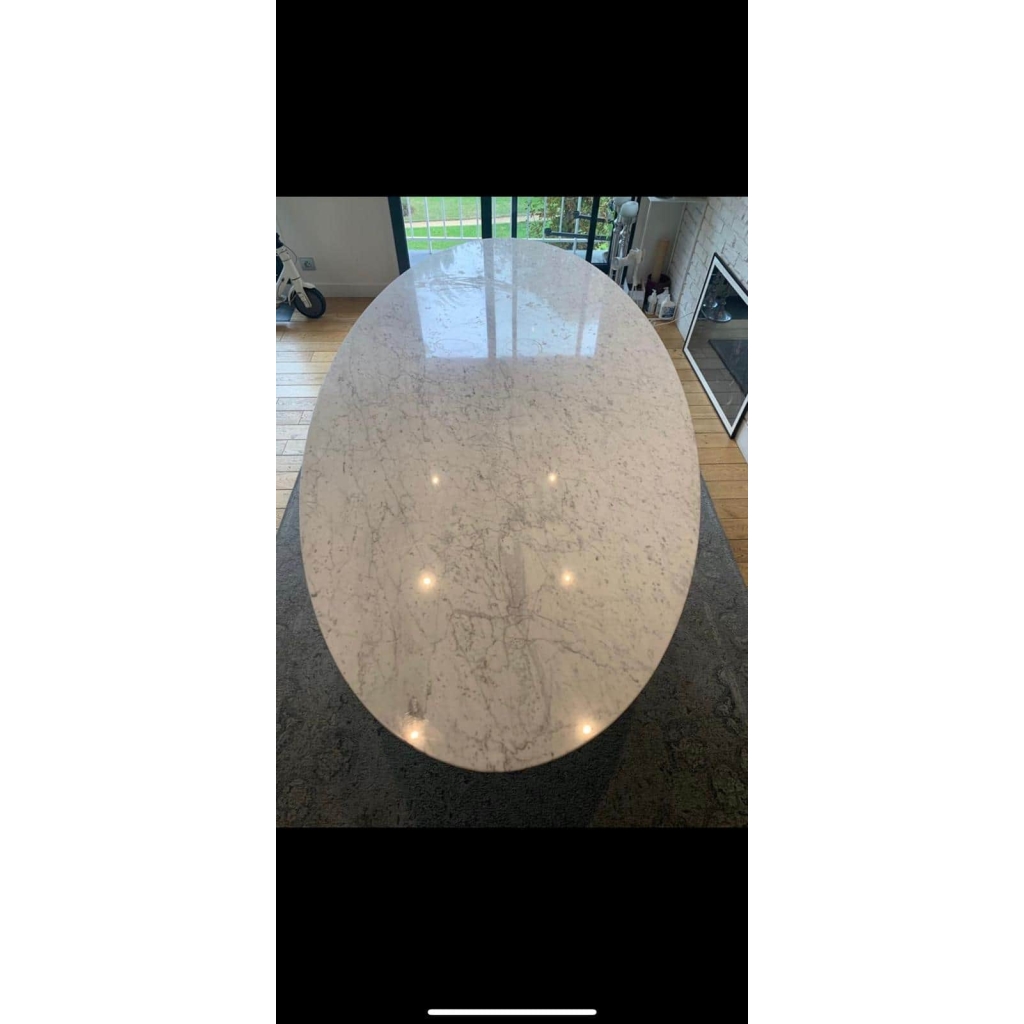 Piero De Longhi Table ovale « Reef » Marbre Carrare | Biron Piero De Longhi Table ovale "Reef" Marbre Carrare