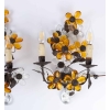 Appliques de style Baguès aux fleurs et fer forgé 1950 | Biron Appliques de style Baguès aux fleurs et fer forgé 1950