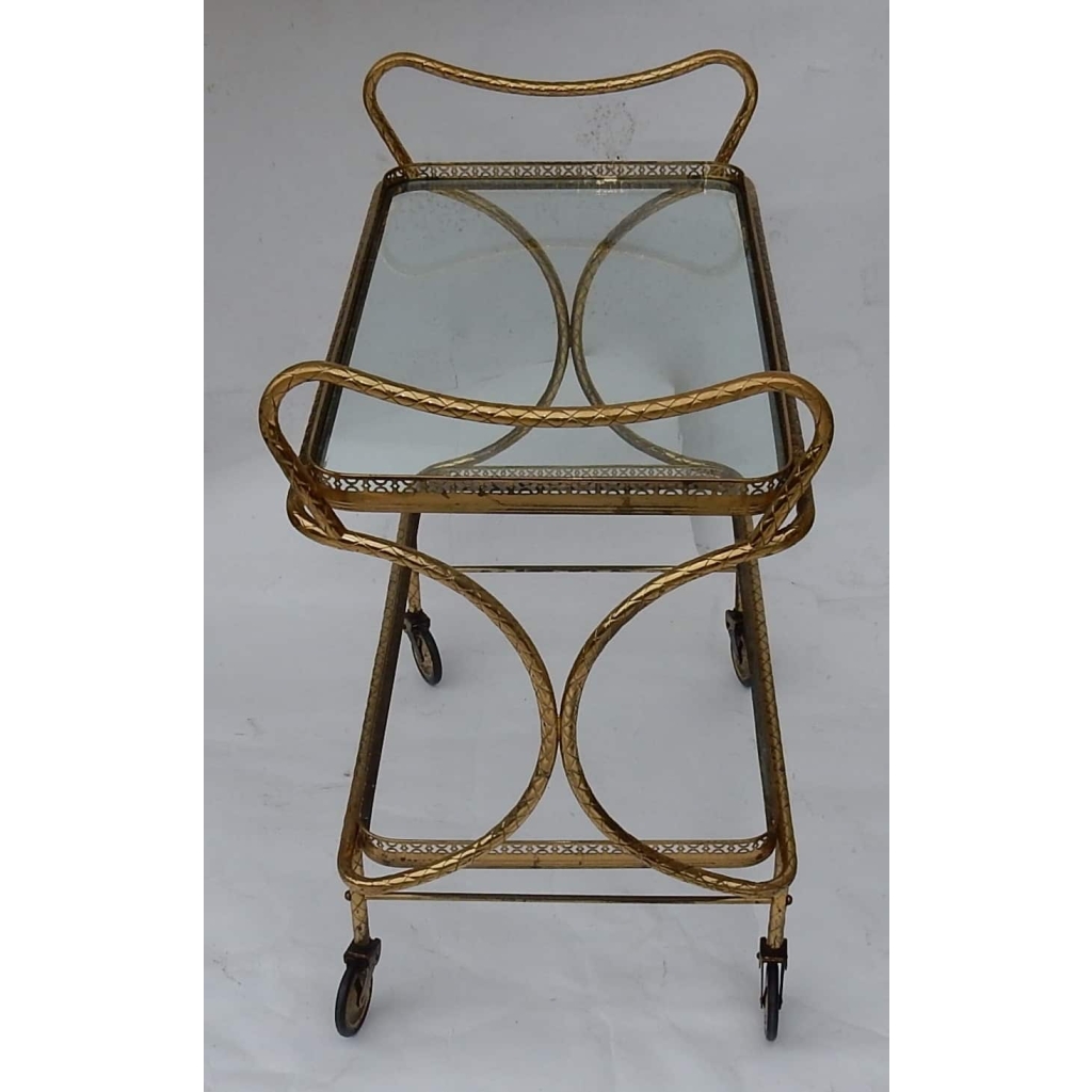 1970′ Bar Roulant en Bronze et Laiton Doré Maison Baguès Décor Art Nouveau | Biron |||||||||