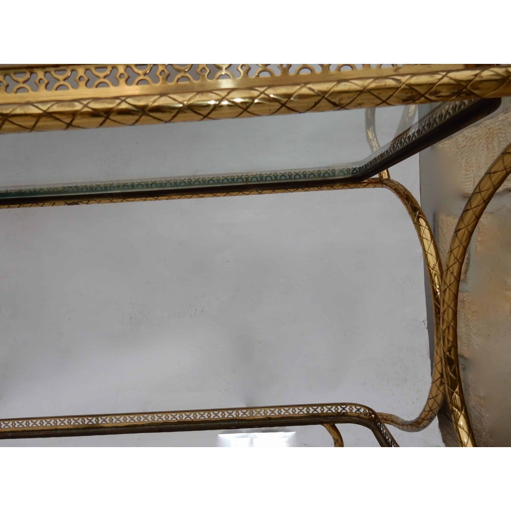 1970′ Bar Roulant en Bronze et Laiton Doré Maison Baguès Décor Art Nouveau | Biron 1970′ Bar Roulant en Bronze et Laiton Doré Maison Baguès Décor Art Nouveau