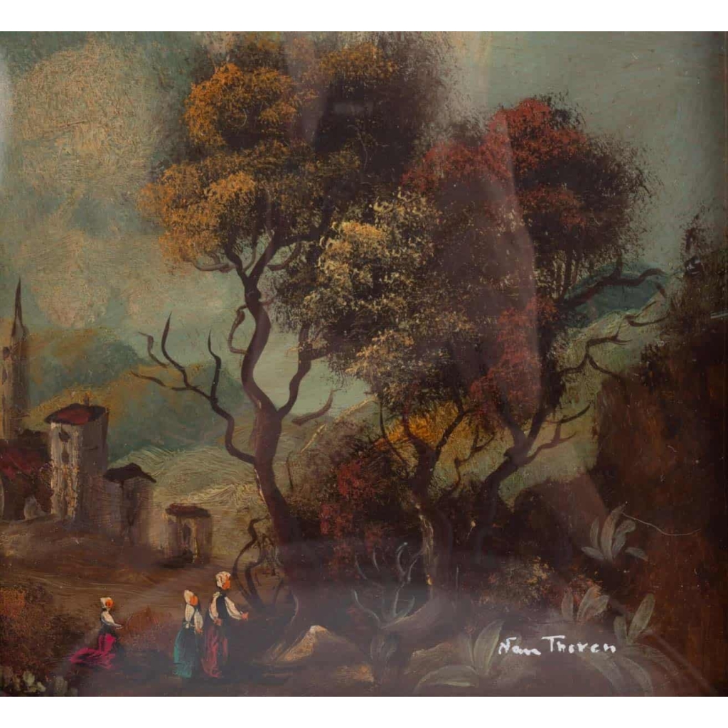 Peinture sur porcelaine cadre en bronze doré 19e siècle Napoléon III