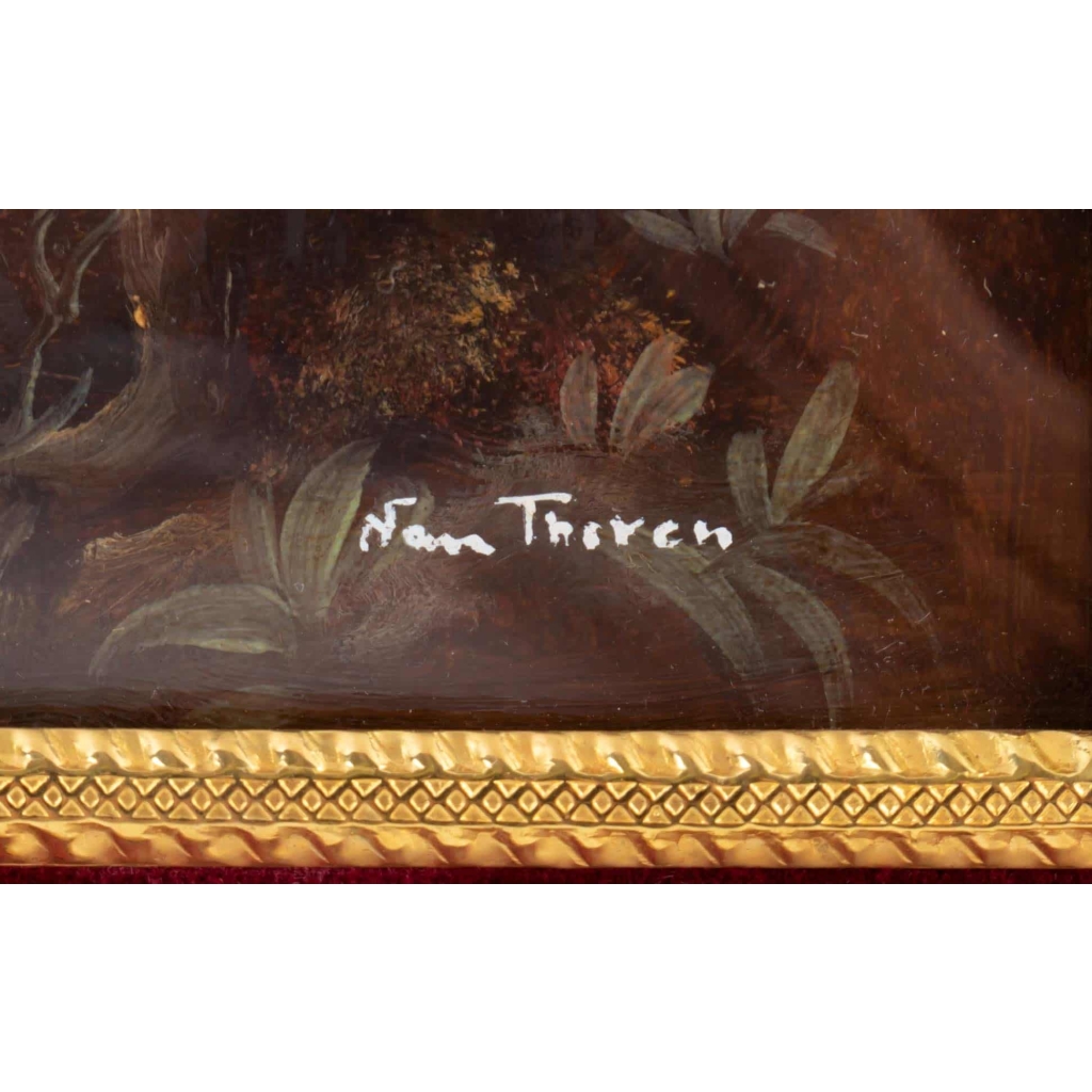 Peinture sur porcelaine cadre en bronze doré 19e siècle Napoléon III