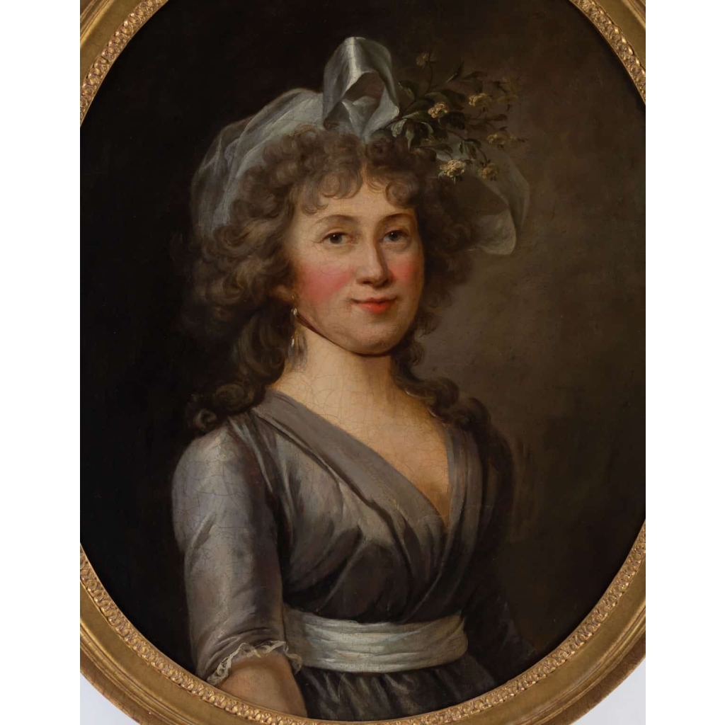 Portrait d'une jeune femme au ruban de soie, vers 1790.