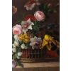 Bouquet de fleurs dans un panier. Fin XVIII ème