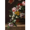 Bouquet de fleurs dans un panier. Fin XVIII ème