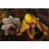 Bouquet de fleurs dans un panier. Fin XVIII ème