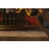 Bouquet de fleurs dans un panier. Fin XVIII ème