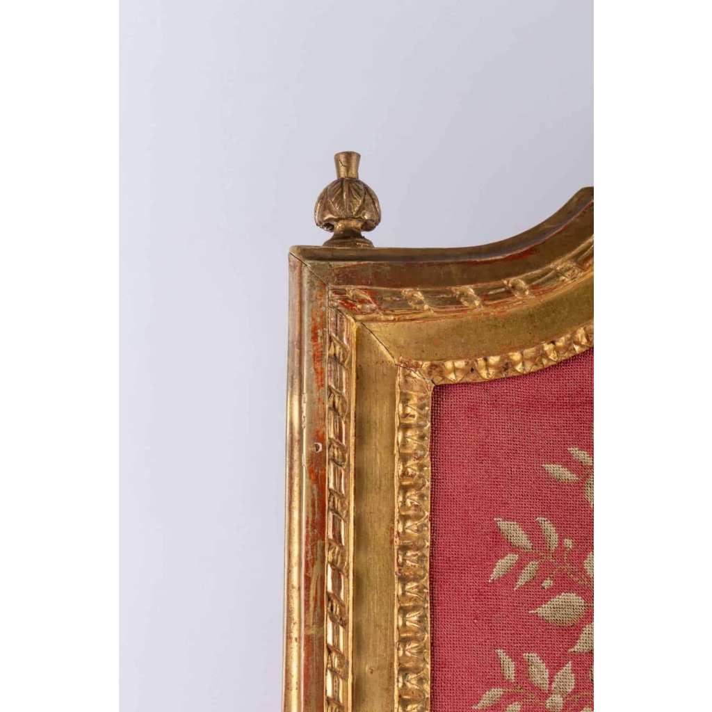 Ecran de cheminée en bois doré style Louis XVI fin 19e siècle