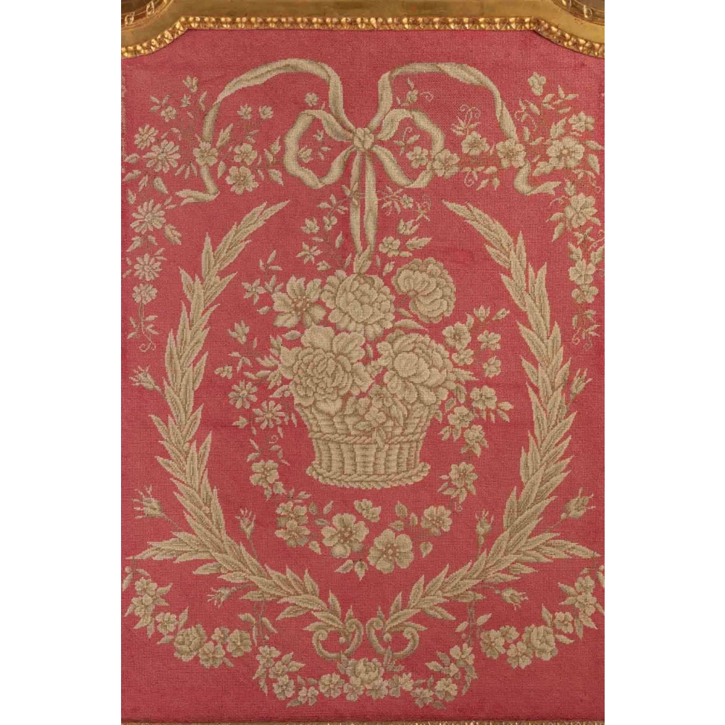 Ecran de cheminée en bois doré style Louis XVI fin 19e siècle