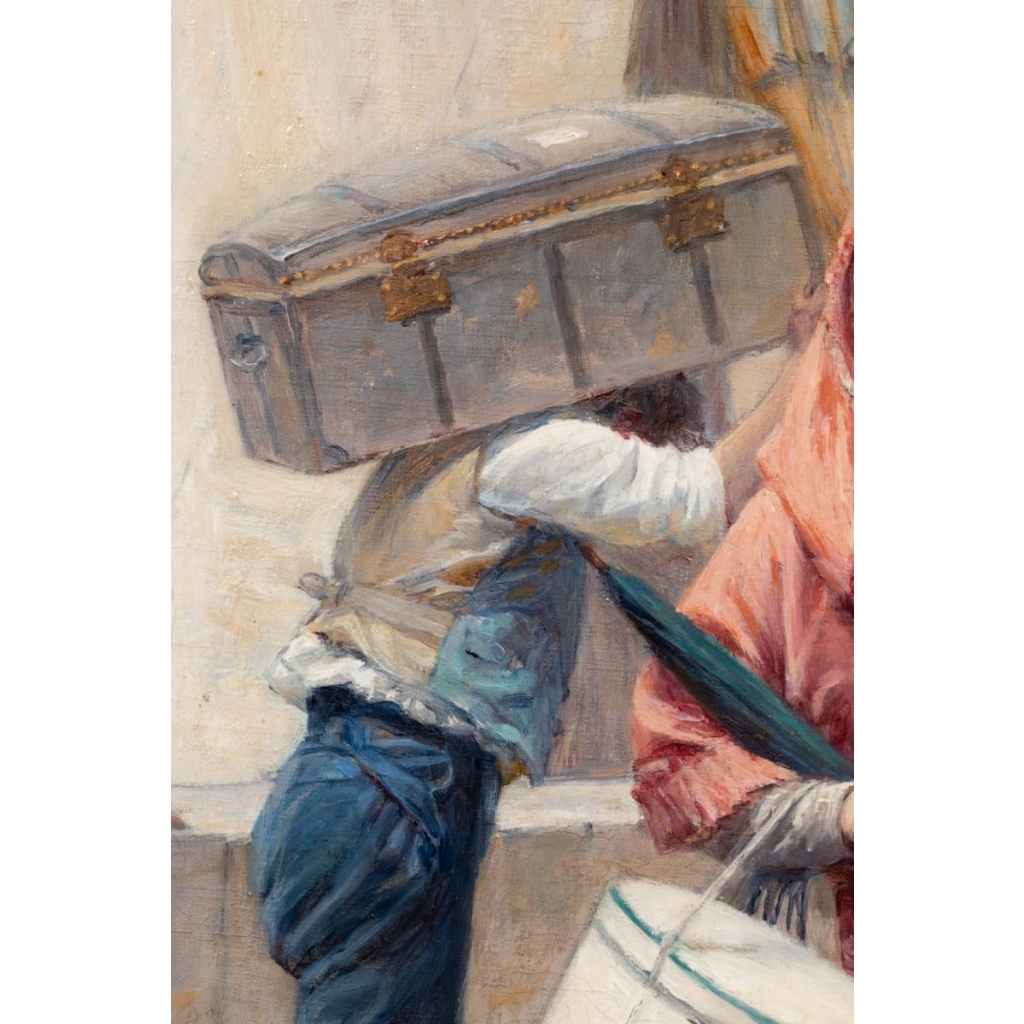 Adrien MOREAU (1843-1906) – La rencontre galante au port | Biron Adrien MOREAU (1843-1906) - La rencontre galante au port