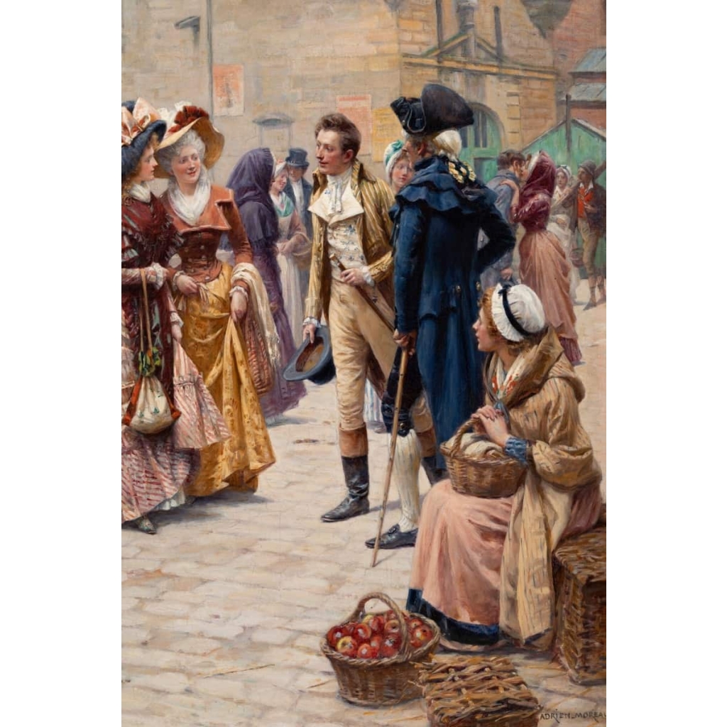 Adrien MOREAU (1843-1906) – La rencontre galante au port | Biron Adrien MOREAU (1843-1906) - La rencontre galante au port