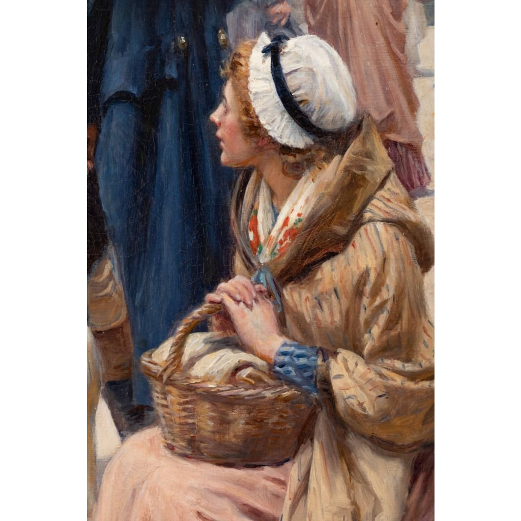 Adrien MOREAU (1843-1906) – La rencontre galante au port | Biron Adrien MOREAU (1843-1906) - La rencontre galante au port