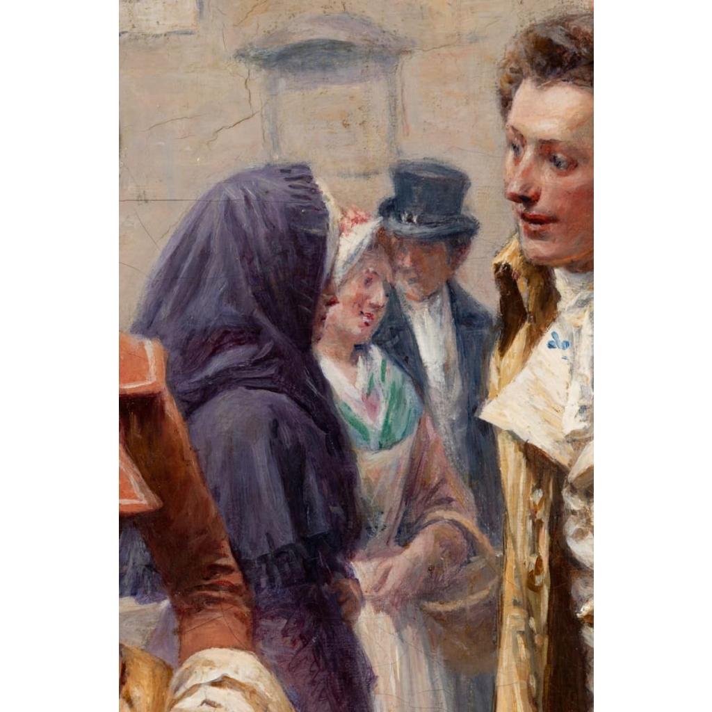 Adrien MOREAU (1843-1906) – La rencontre galante au port | Biron Adrien MOREAU (1843-1906) - La rencontre galante au port