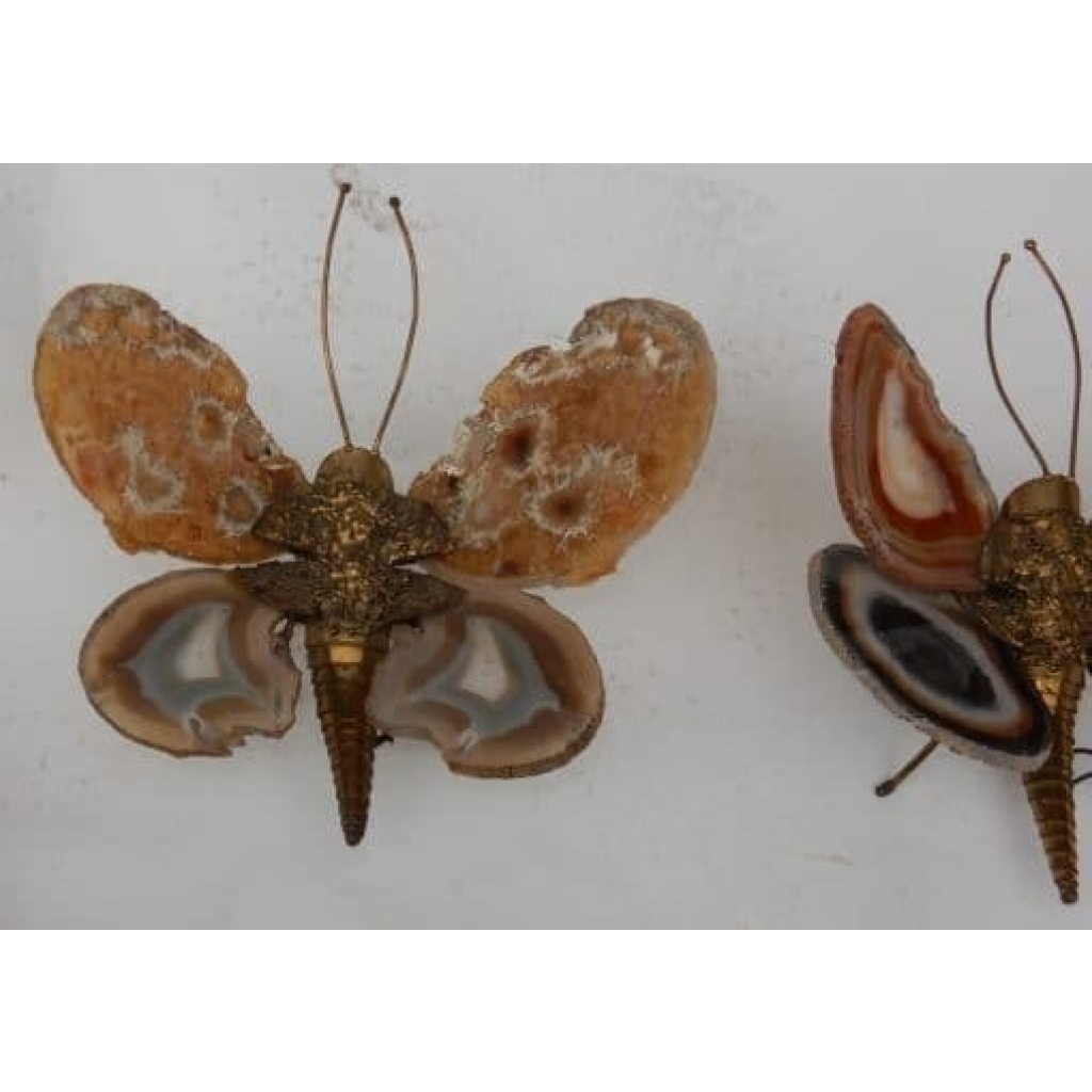 1970′Paire D’Appliques Papillon Duval Brasseur Ou Isabelle Faure Avec Ailes En Agate 20 X H 26 CM | Biron 1970′Paire D’Appliques Papillon Duval Brasseur Ou Isabelle Faure Avec Ailes En Agate 20 X H 26 CM