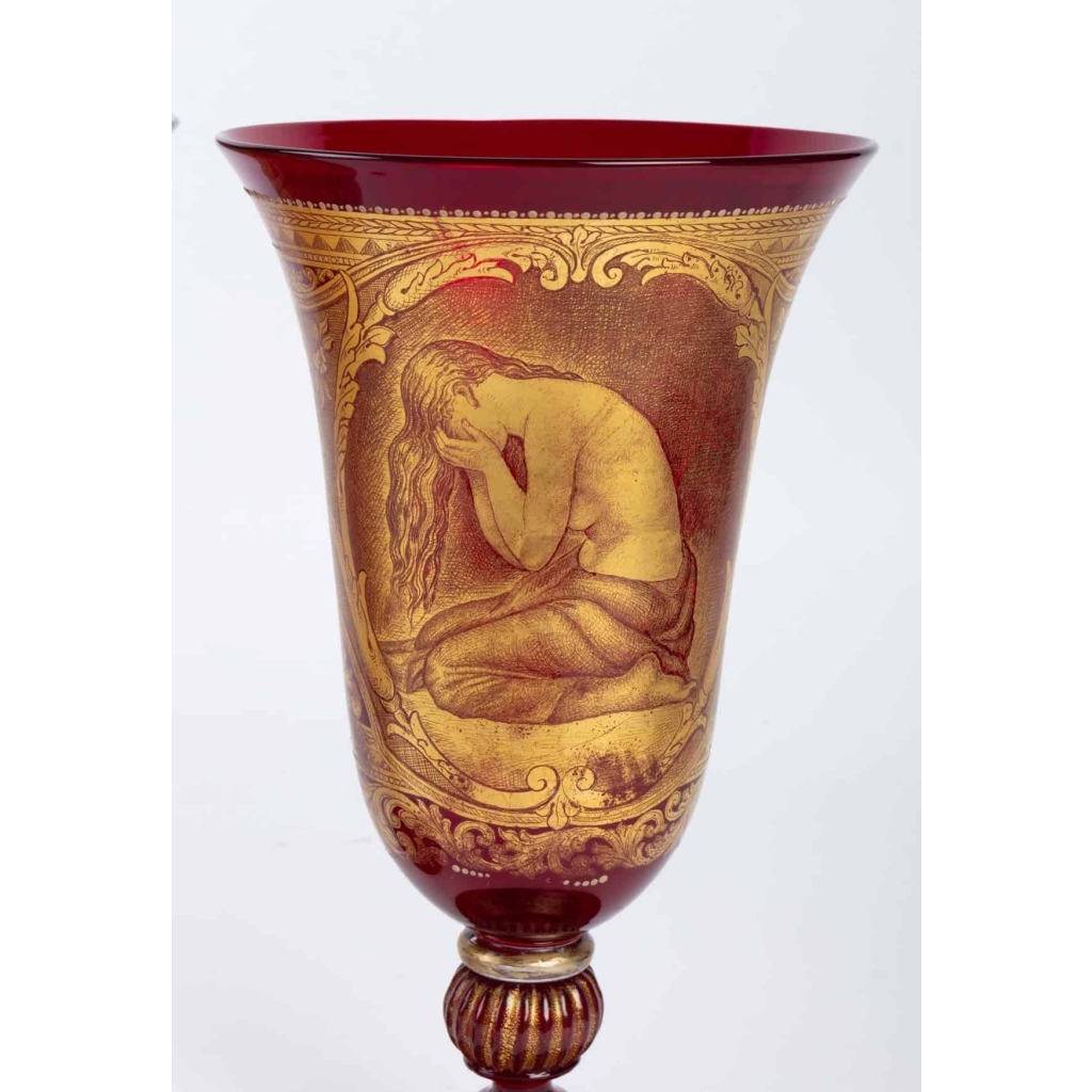2 Vases Venise rouges et or fin 19e siècle | Biron 2 Vases Venise rouges et or fin 19e siècle