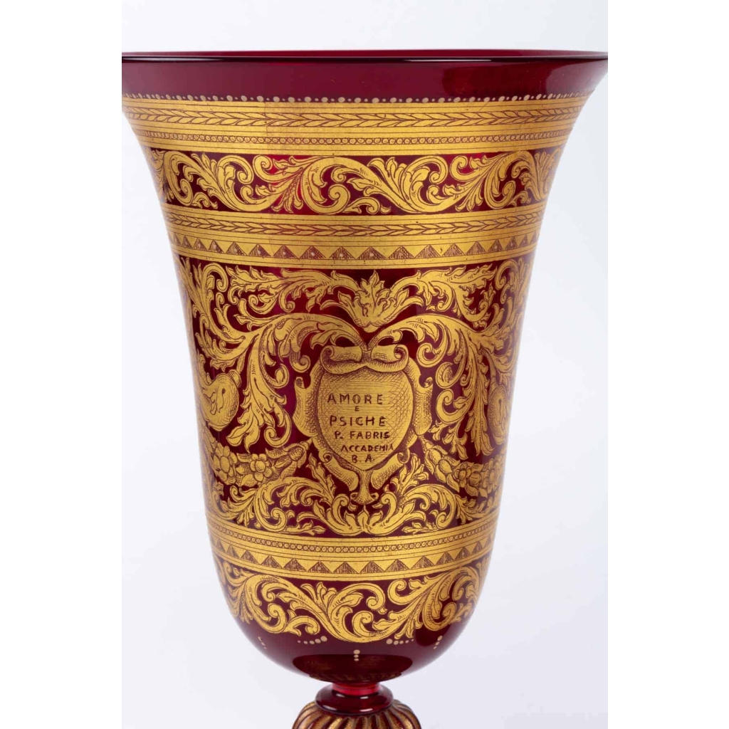 2 Vases Venise rouges et or fin 19e siècle | Biron 2 Vases Venise rouges et or fin 19e siècle